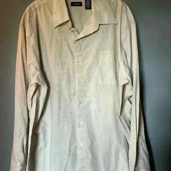Men's Tan Button Down XL Van Heusen Dress Shirt - Picture 5 of 5